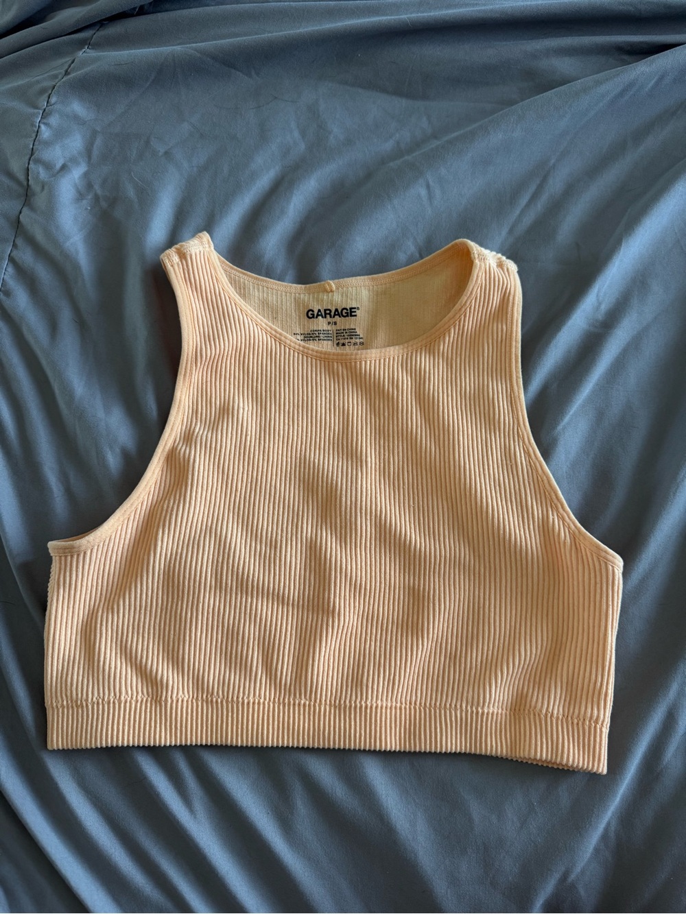 Garage Peach Ribbed Crop Tank